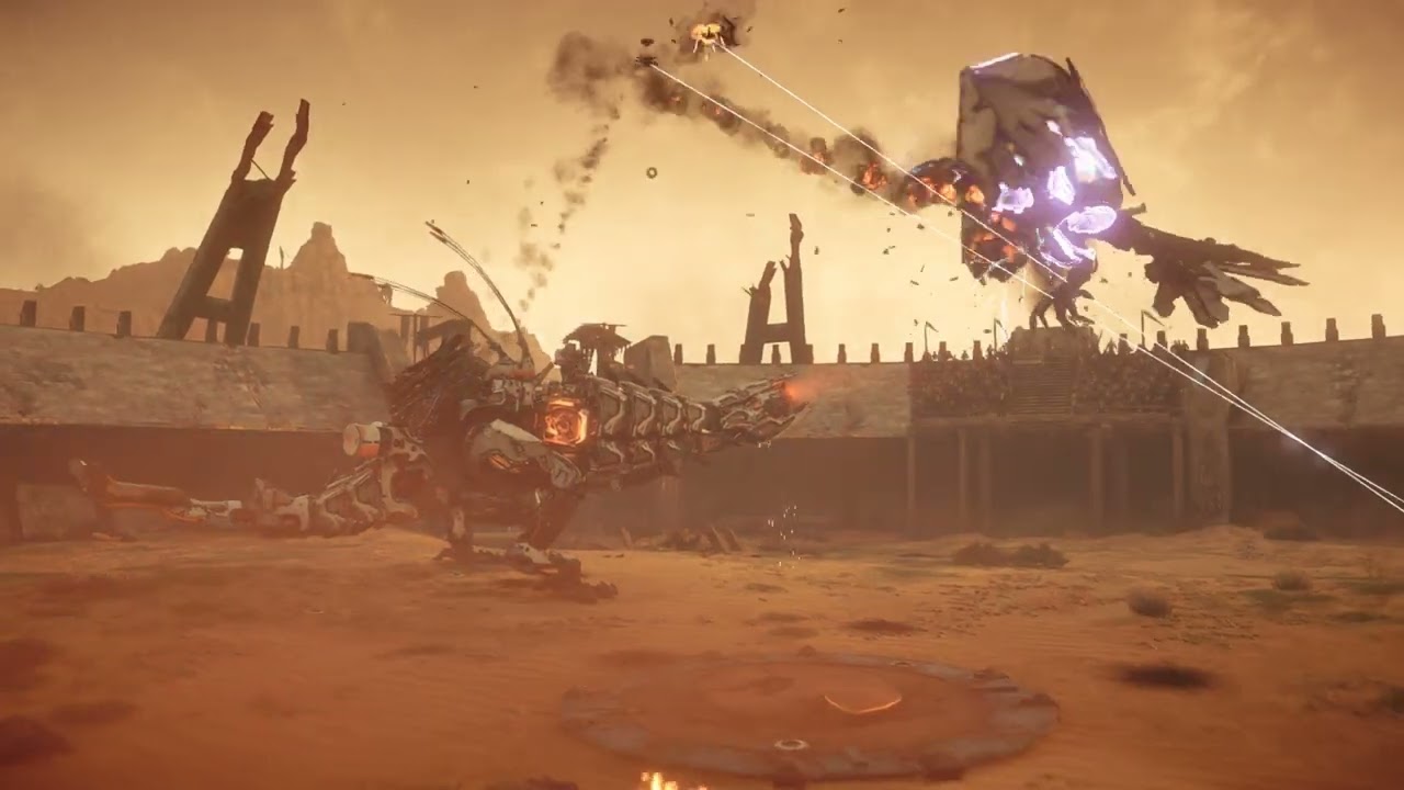 Horizon Zero Dawn - Overridden Stormbird vs. Thunderjaw at the sun ring