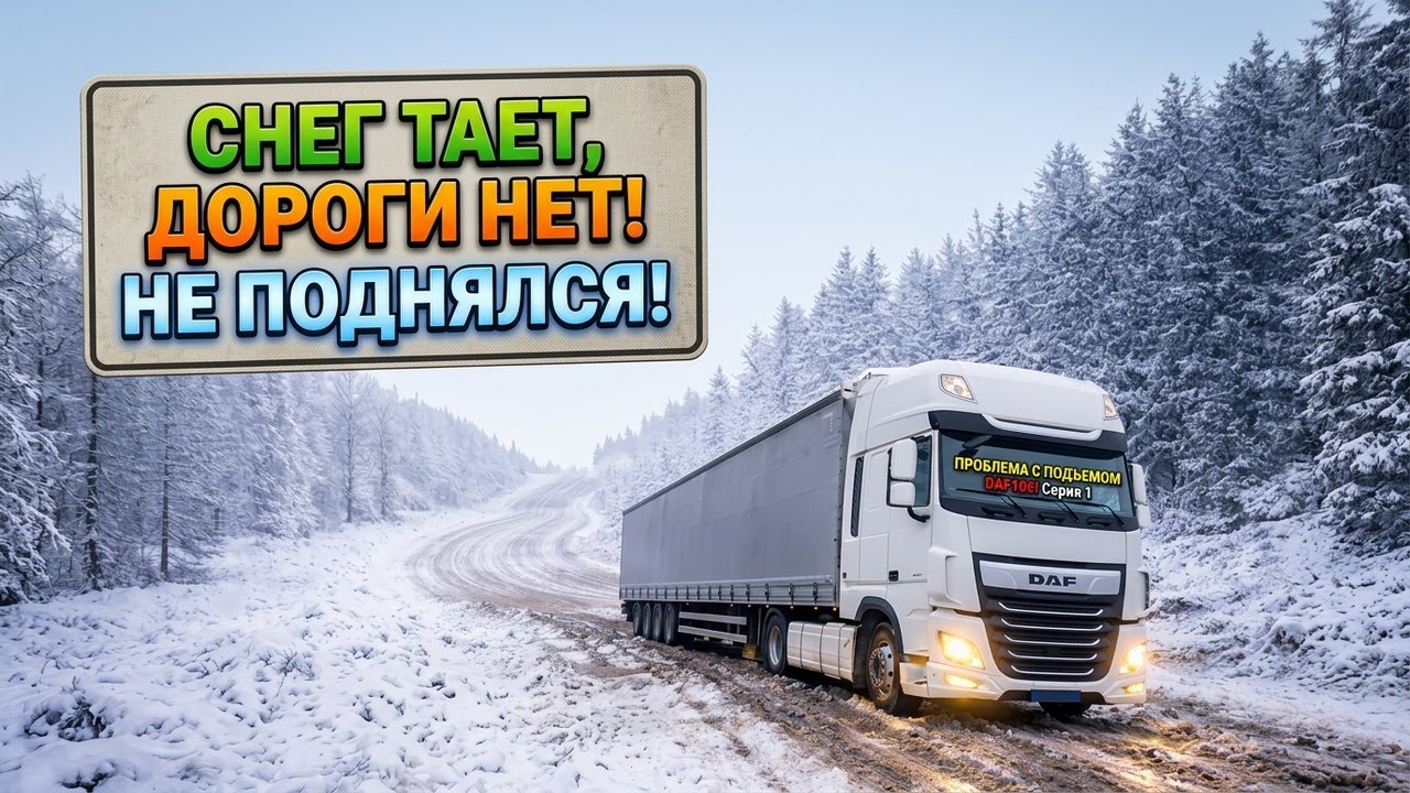 #12 Весна. Тает снег и дороги. Не поднялся на подъем. Дороги владимирской области. Серия 1. DAF106