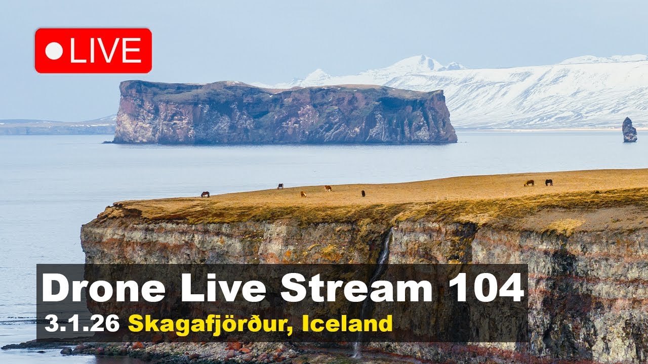 LIVE 3.1.26 Exploring around Skagafjörður in Iceland, drone live stream