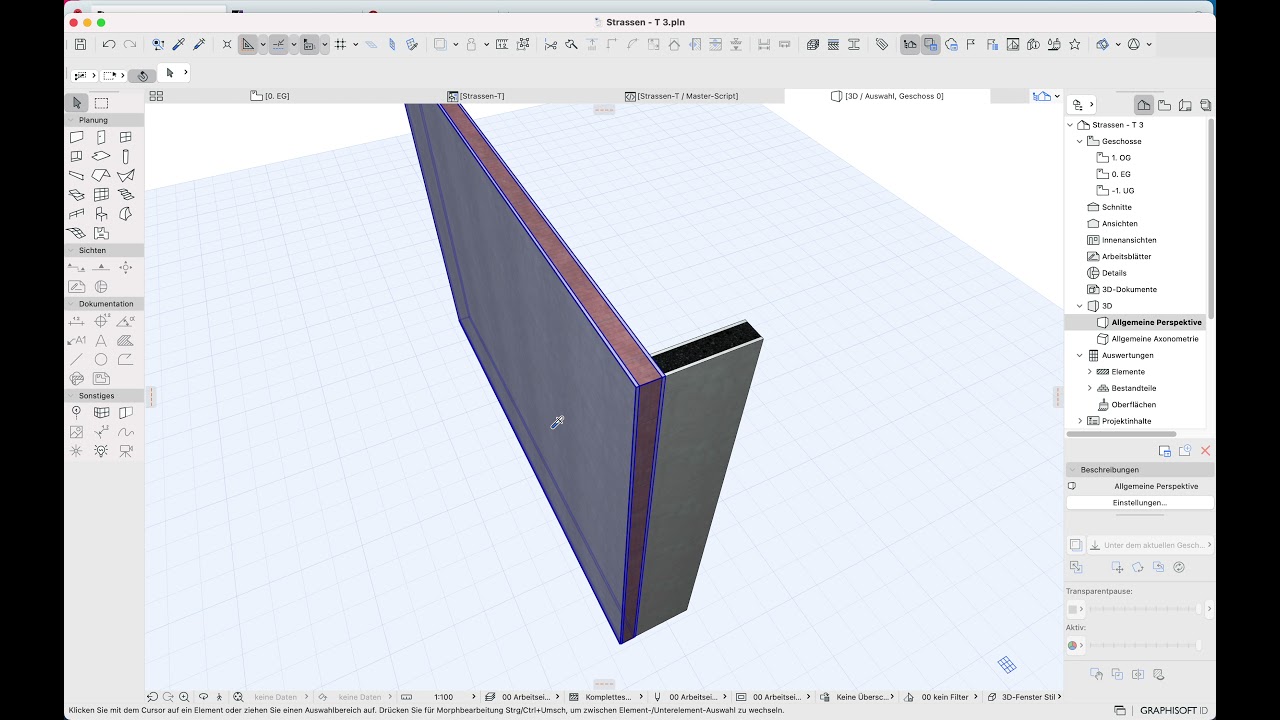 Archicad25 WandEcke Putz l&auml;uft durch
