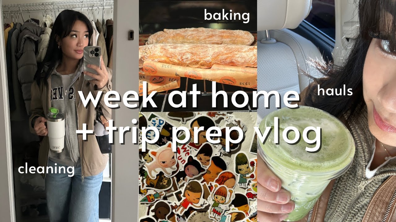 at home / trip prep vlog ♡ | cleaning, baking, pack with me, haul