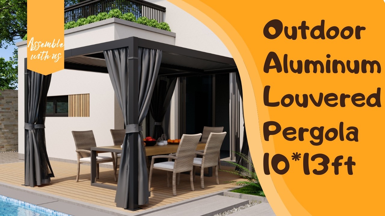 Outdoor Aluminum Louvered Pergola 10*13ft