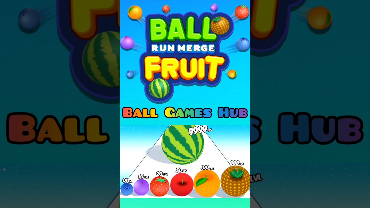 Ball Run Merge Fruit 🍎 | Sweetest Merge Ever! 🍊 | Satisfying 2048 Fruit Short 😍 #ballgameshub