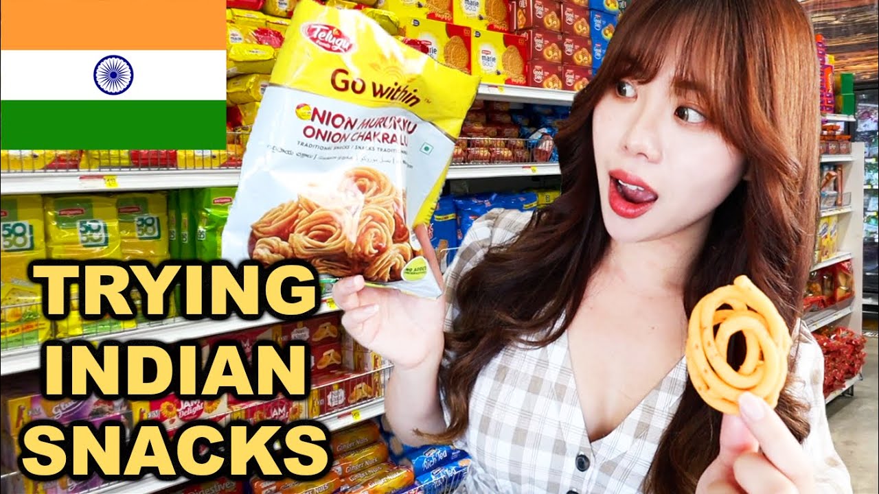 TRYING INDIAN SNACKS FOR THE FIRST TIME! INDIAN FOOD MUKBANG 먹방 & REVIEW