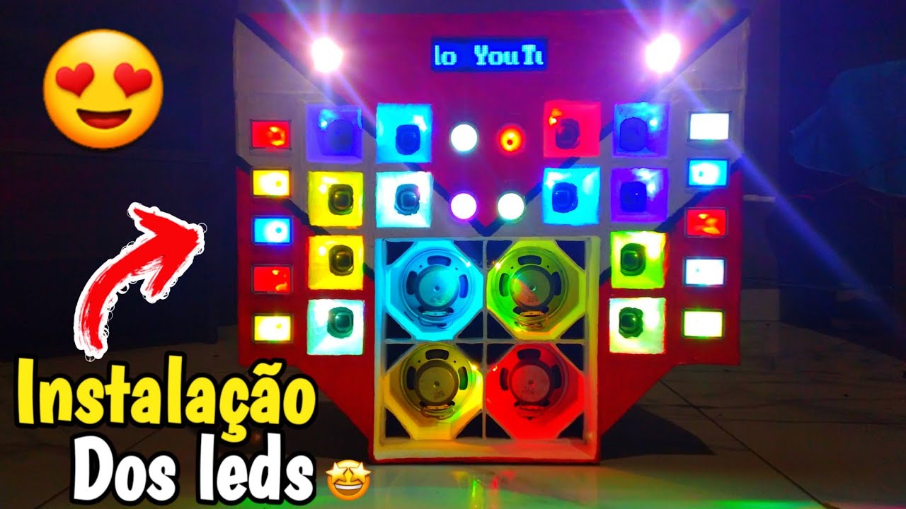 Instalando os leds RGB 3mm no MINI PAREDÃO de PAPELÃO | Fiz uma modificação no painel de led digital