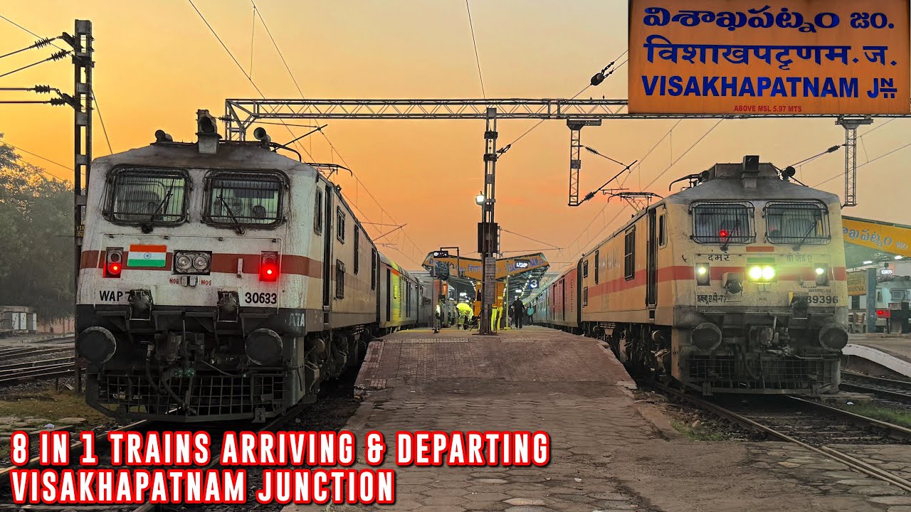 8 IN 1 Trains Arriving & Departing Visakhapatnam JN Railway Station