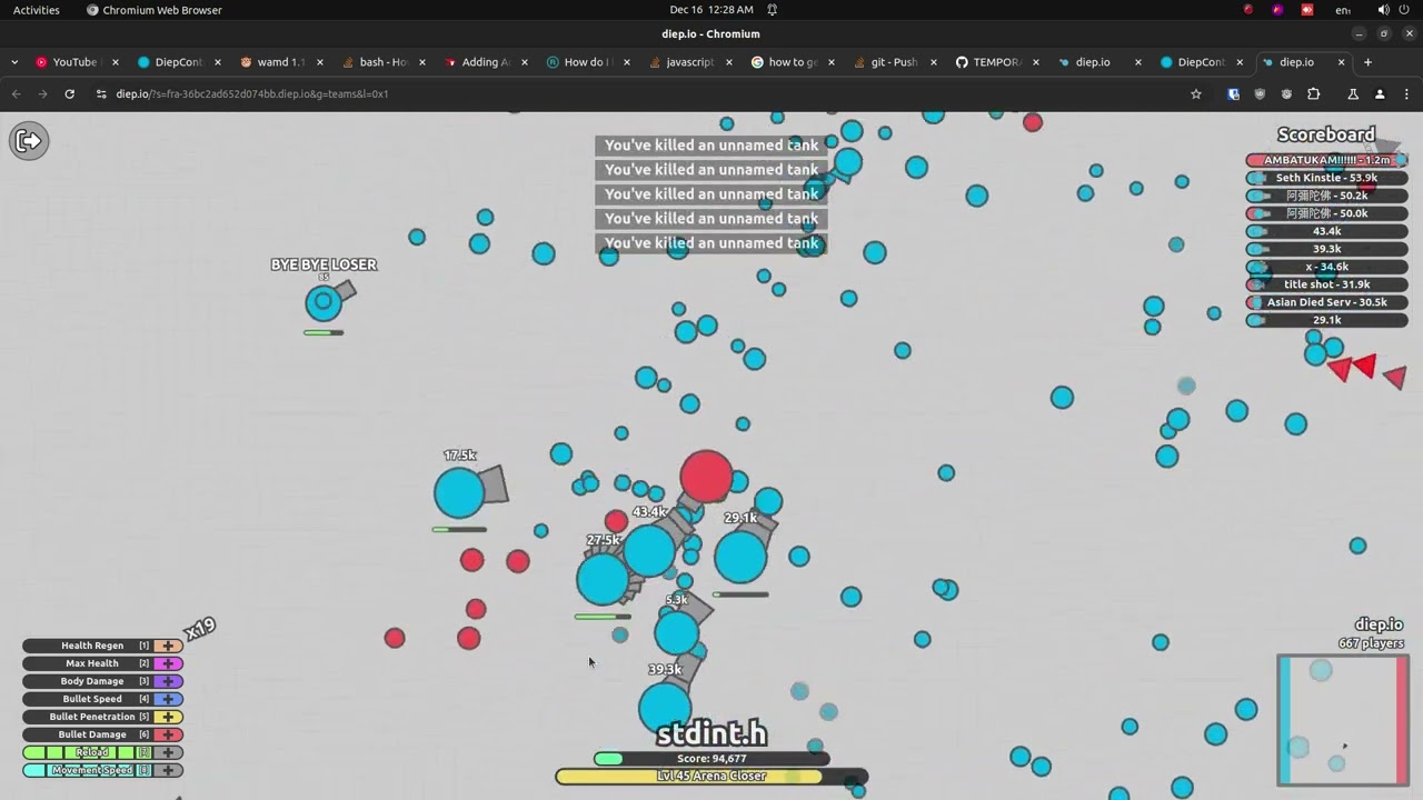 diep.io developer uses arena closer in 2 teams to kill multiboxer