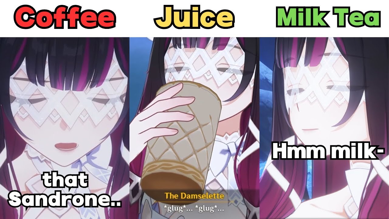 Columbina's reaction to Coffee vs Milk Tea vs Fruit Juice