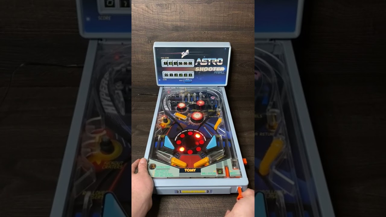 Vintage Astro Shooter Tabletop Pinball Machine By Tomy Company Mechanical Retro Toy 1983