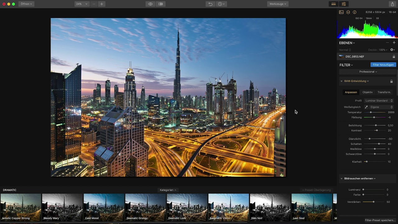 Luminar 2018: RAW-Entwicklung