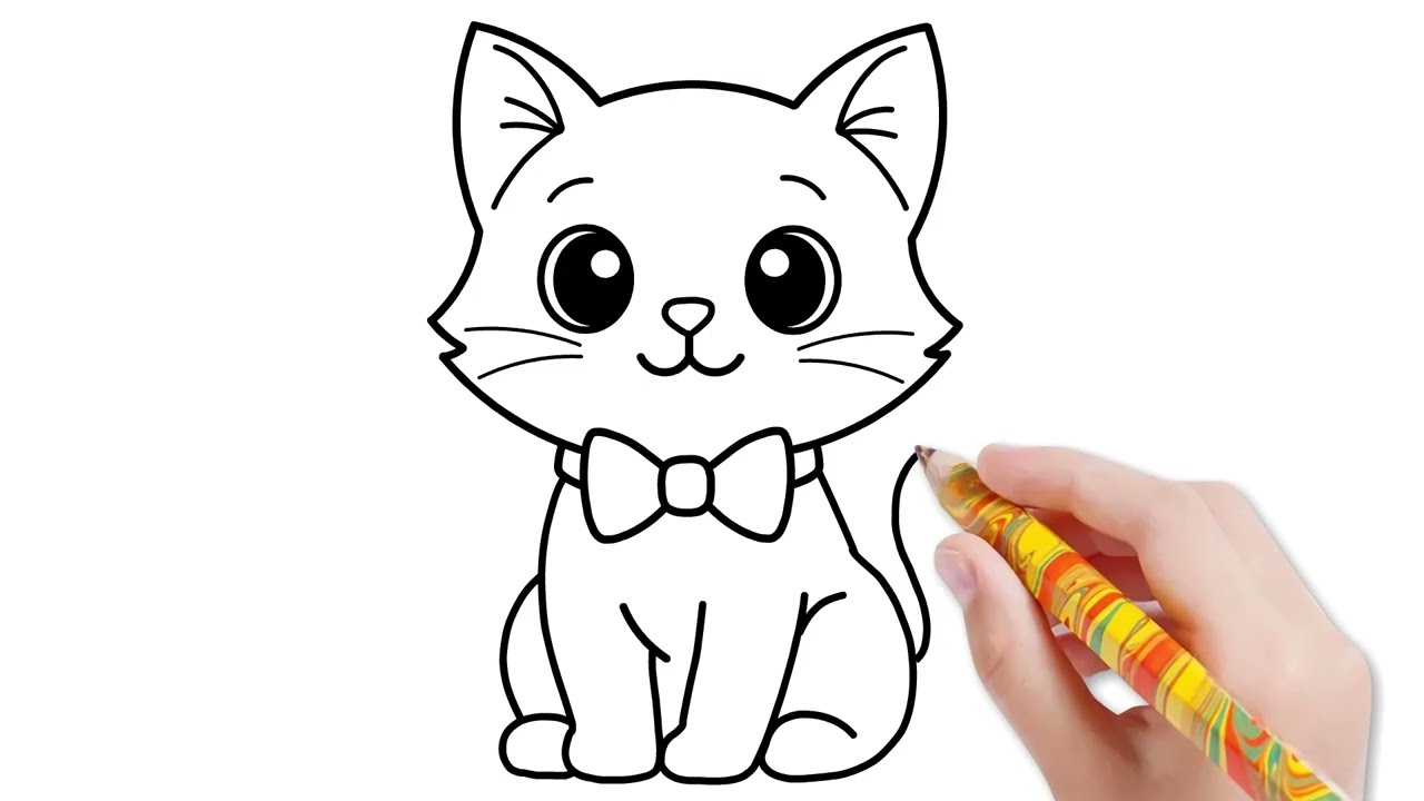 KATZE ZEICHNET - Katze Zeichnung Echtzeit - Wie zeichnet man eine Katze - Cat Drawing realtime
