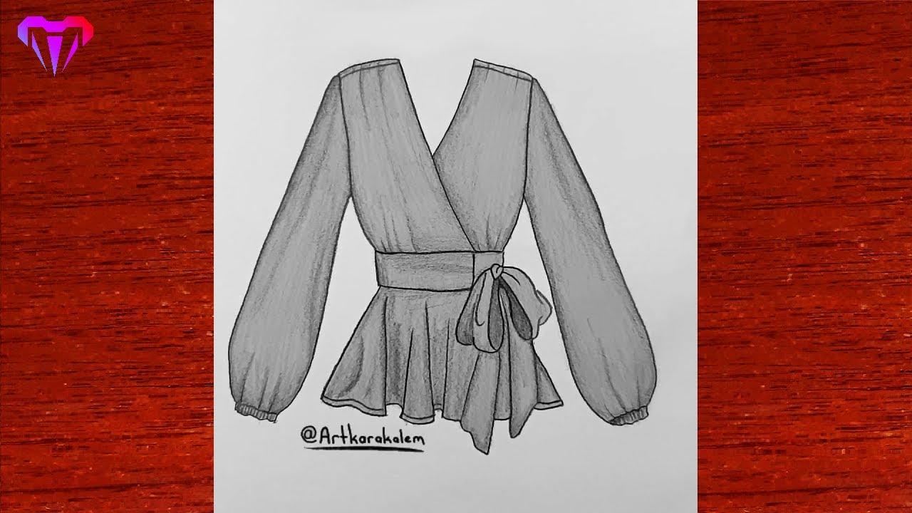 Elbise resmi nasıl çizilir - Karakalem Elbise çizimleri - art karakalem çizimleri
