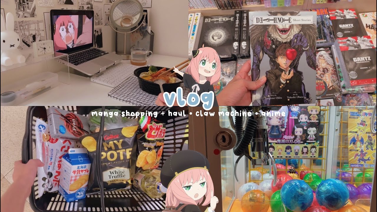 manga shopping + haul, buying snacks, cleaning my desk, claw machine, watching anime | vlog