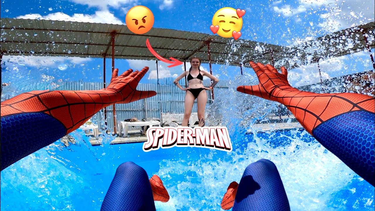 SPIDER-MAN ESCAPING ANGRY GIRL IN THE POOL (LOVE Parkour POV)@Пирожок
