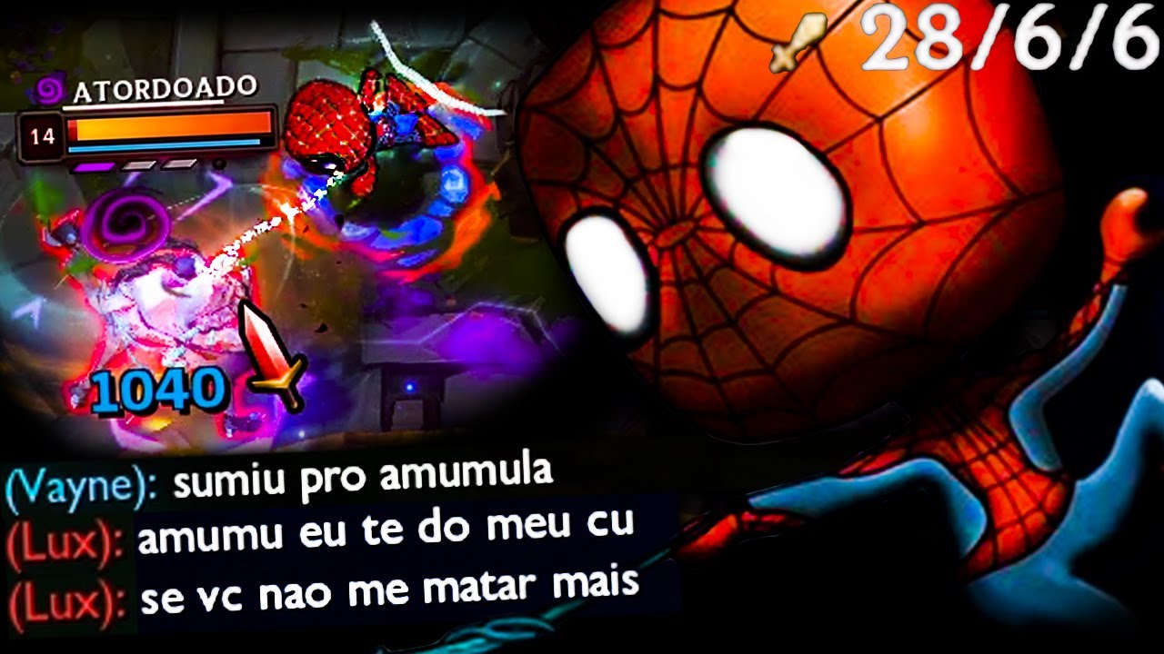 *28 KILLS* DE SPIDER AMUMU! 1 HIT TILTANDO GERAL KKKKK