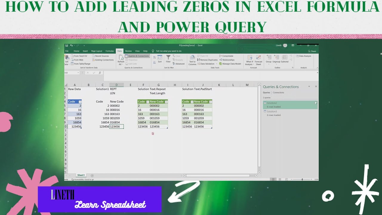 How to Add Leading Zeros in Excel Formula and Power Query