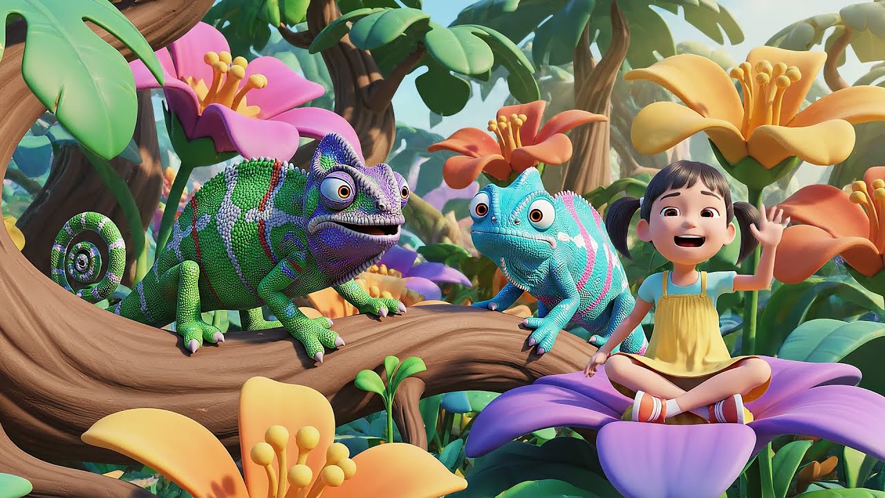 Cinco Pequeños Camaleones Cambian, Cambian | Canciones Infantiles y Rimas para Niños