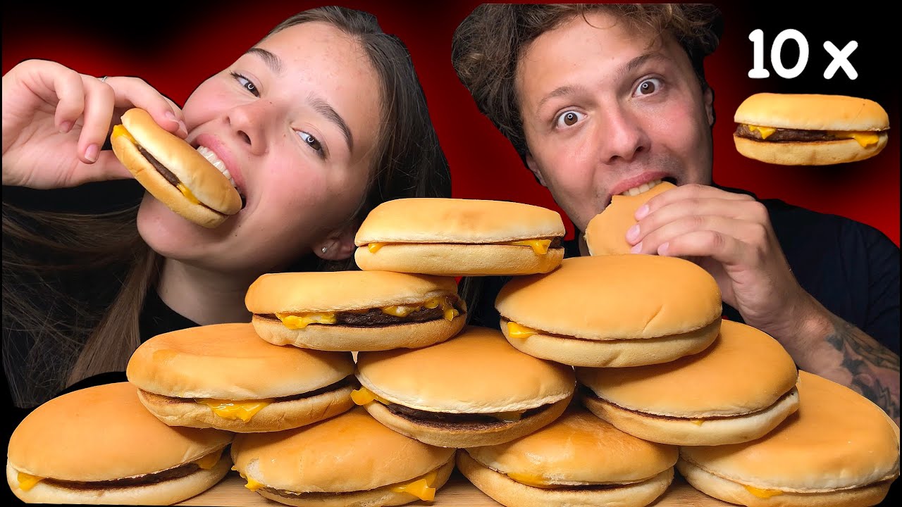 ASMR RACE! 10 x McDonalds CHEESEBURGERS EATING SOUNDS MUKBANG 먹방 | Tati ASMR