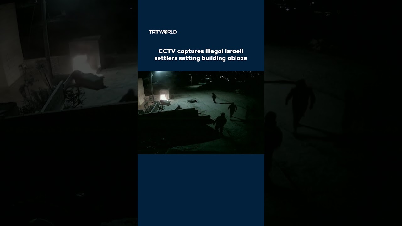 Illegal Israeli settlers setting building ablaze in the occupied West Bank