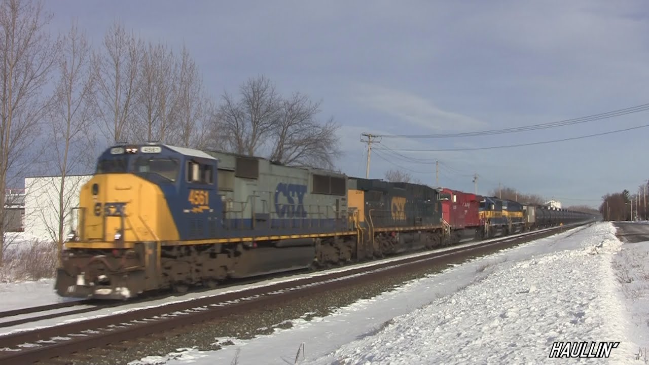 Fast Freights and Passenger Trains  on CSX Rochester Sub in Bergen, NY  Jan 04, 2014