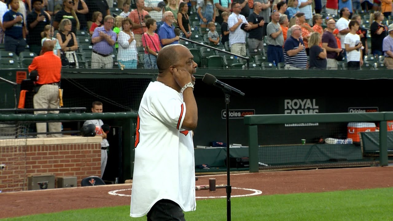 Kirk sings the National Anthem at 98 Rock Night at Oriole Park at Camden Yards