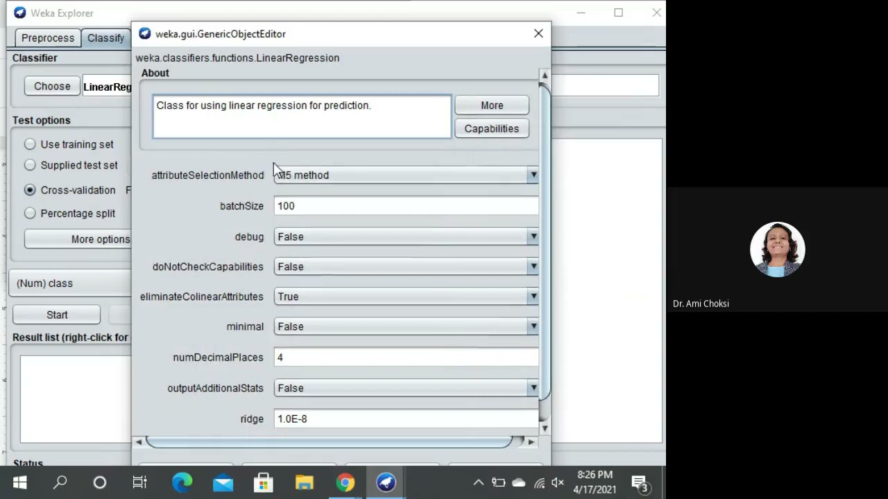 Linear Regression using Weka
