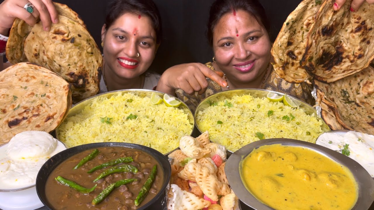 Eating 🥵 Spicy Chole, Kadi Pakoda, Matar Pulaw, Lachaa Paratha, Ras Malai I Spicy Eating I Foodie Gd