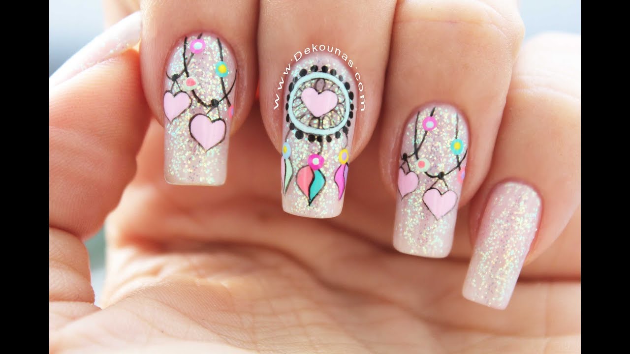 Diseño de uñas Atrapasueños - Dreamcatcher nail art