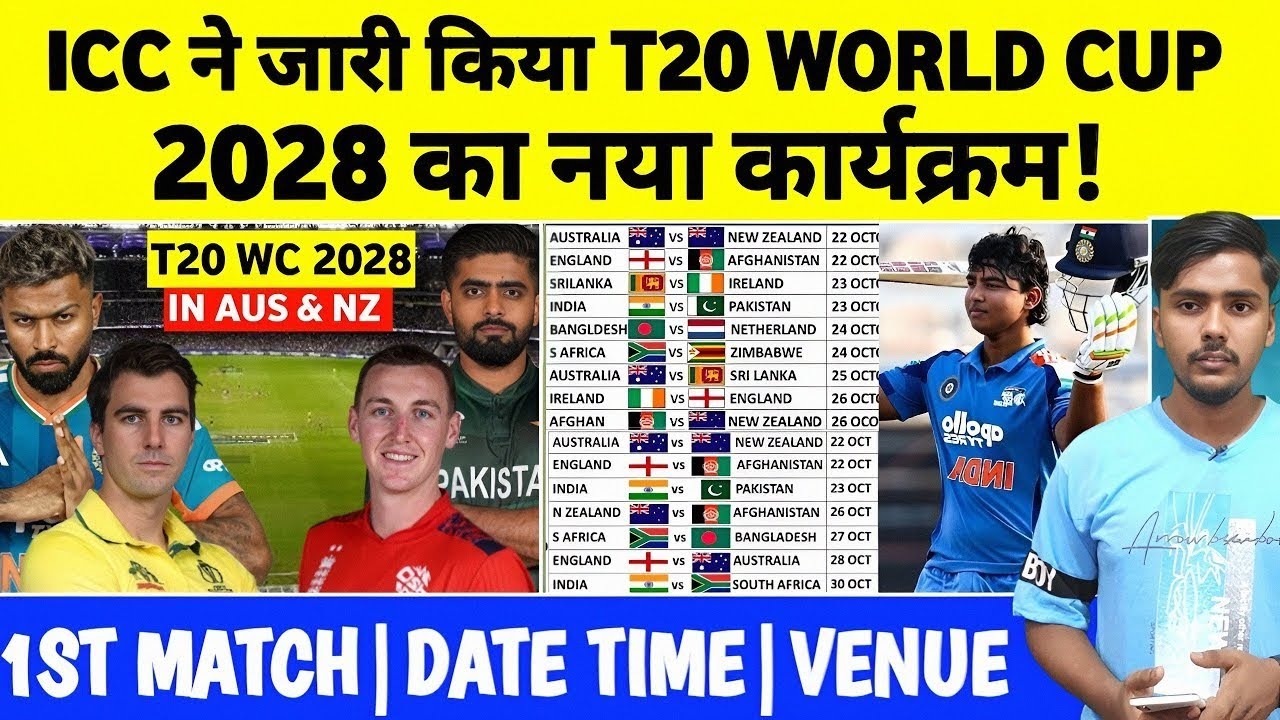 Чемпионат мира по T20 2028: ICC объявила новое расписание | Дата, время, место проведения Чемпион...