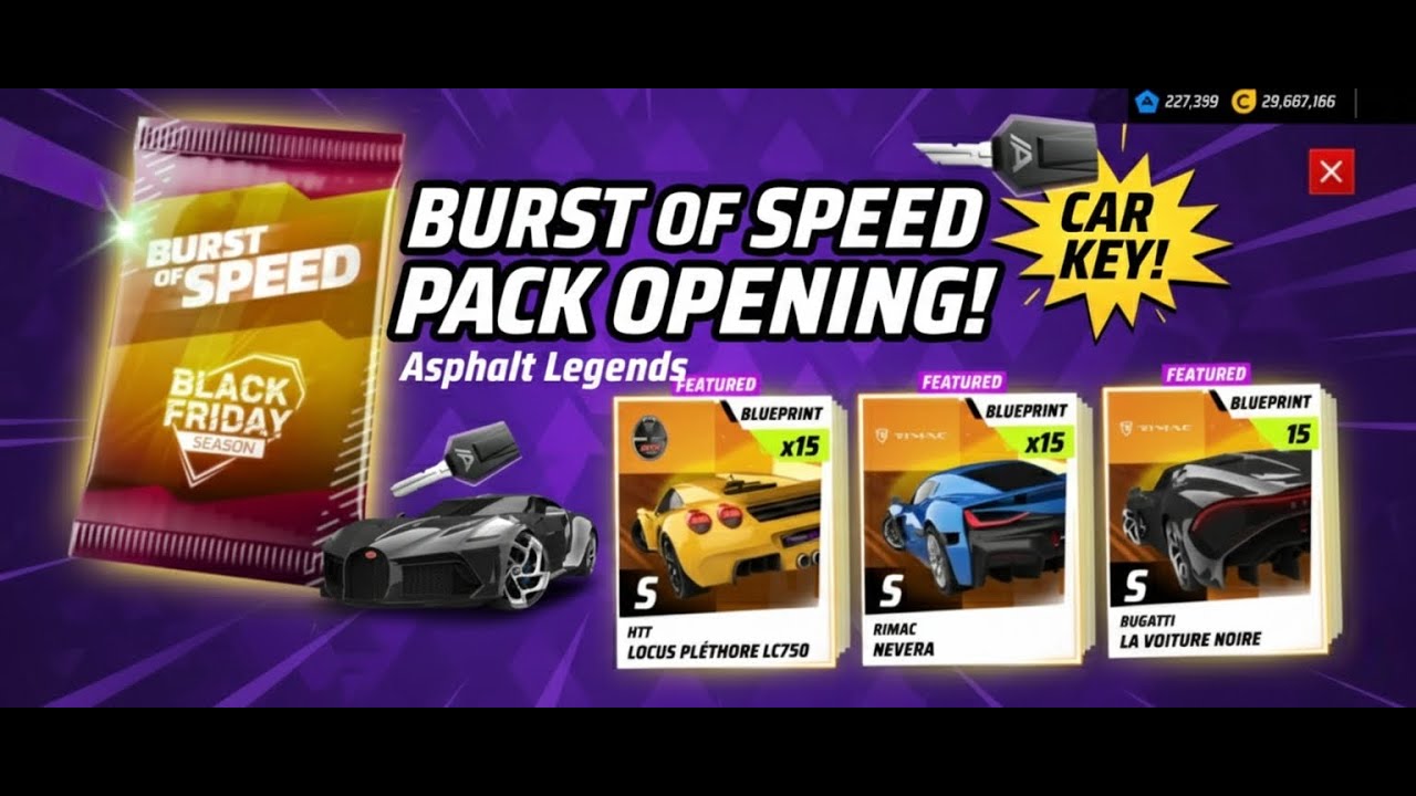 Burst of Speed Pack Opening in Asphalt Legends - Rimac Nevera Bugatti la Voiture Noire