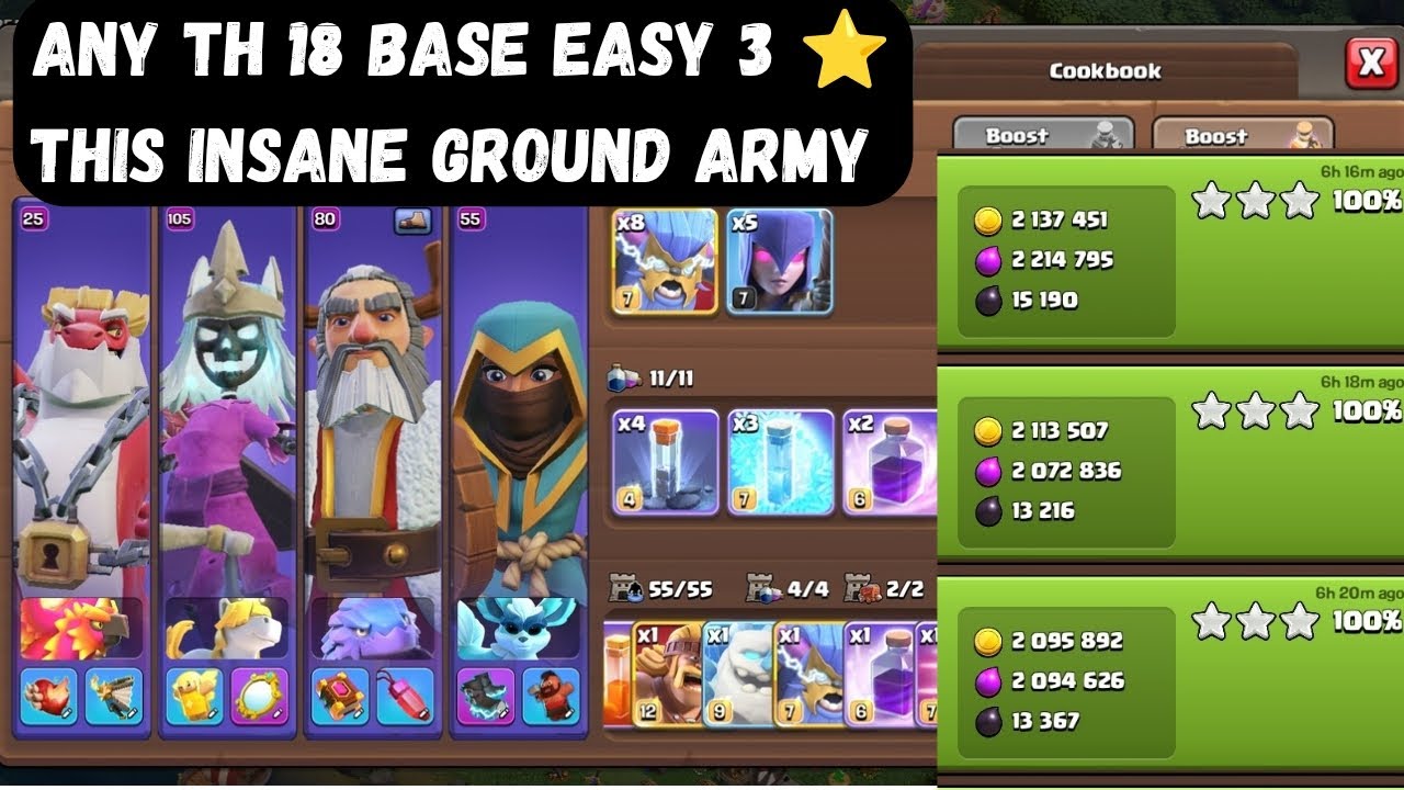 This insane ground army any Town Hall 18 base easy 3 ⭐ #clashofclans #viral 