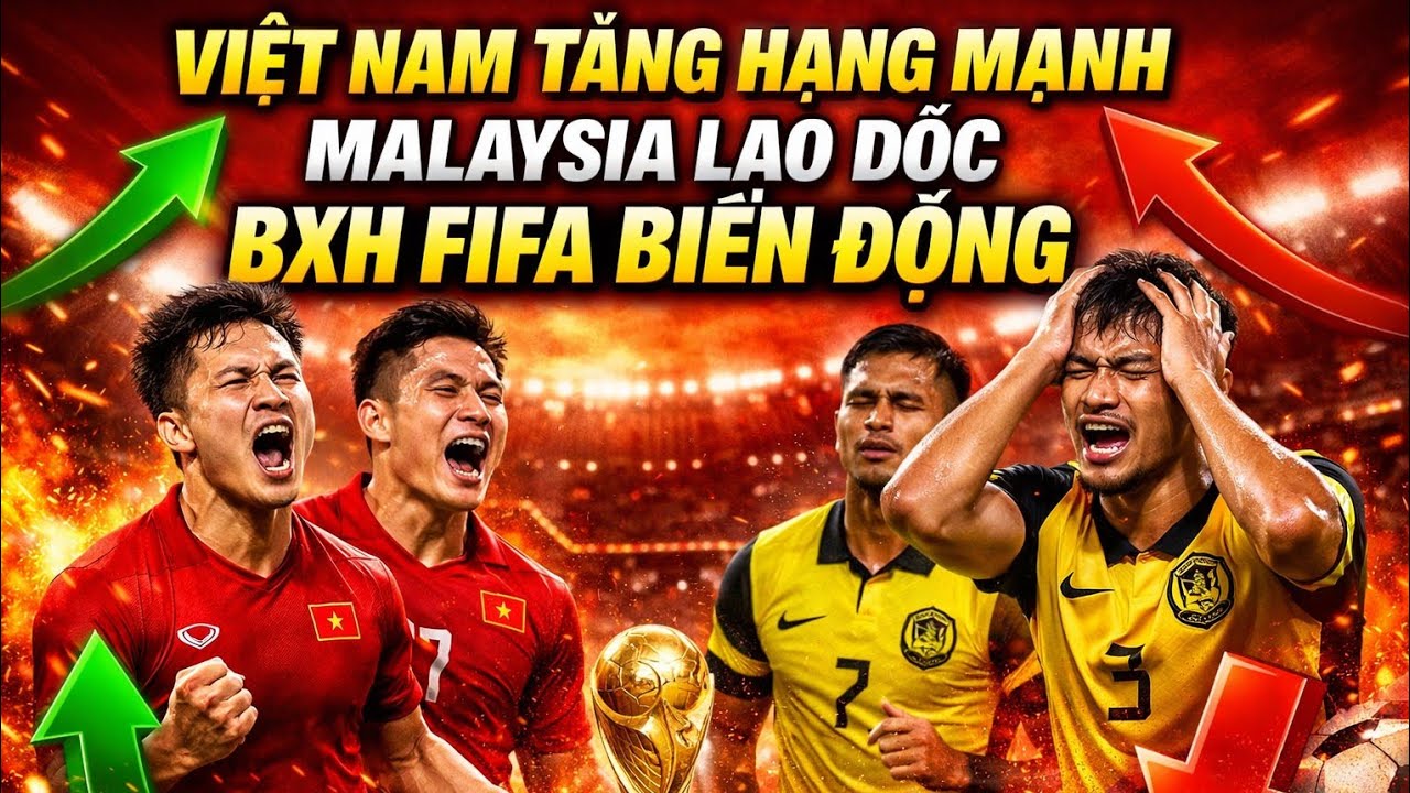 VIỆT NAM TĂNG HẠNG MẠNH MALAYSIA LAO DỐC BXH FIFA BIẾN ĐỘNG