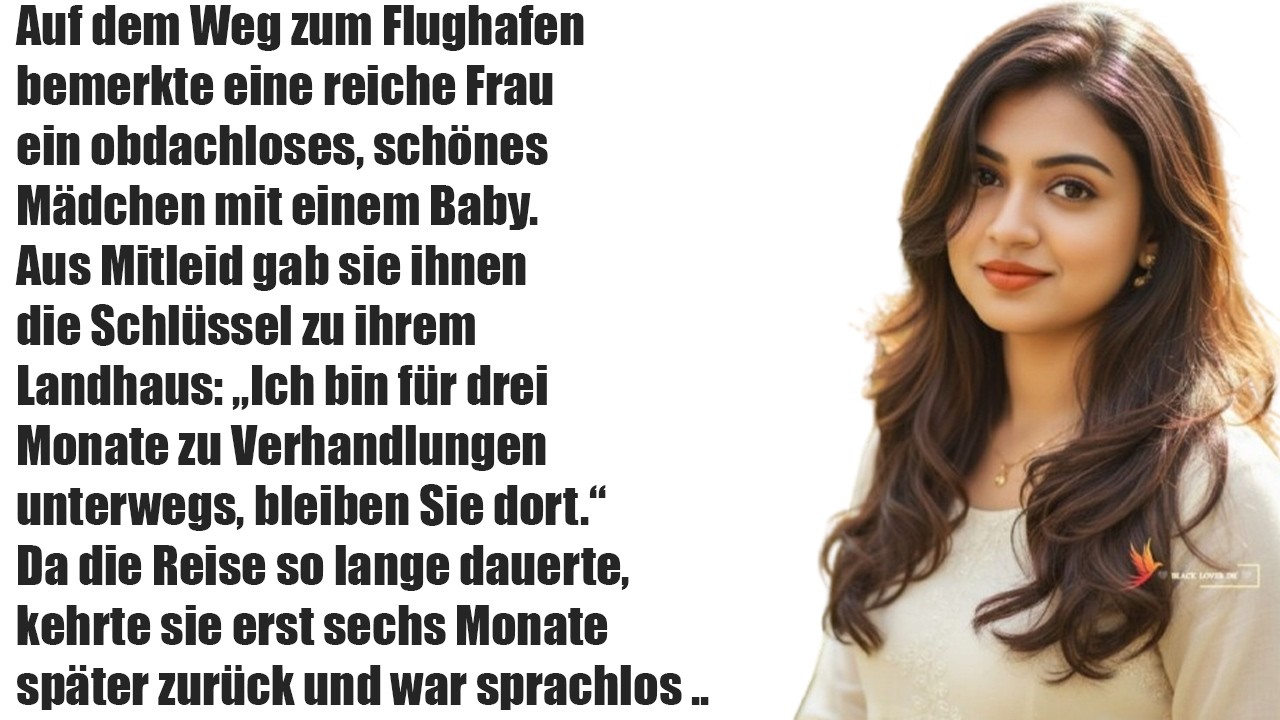 Auf dem Weg zum Flughafen sah eine reiche Frau ein obdachloses Mädchen mit Baby…