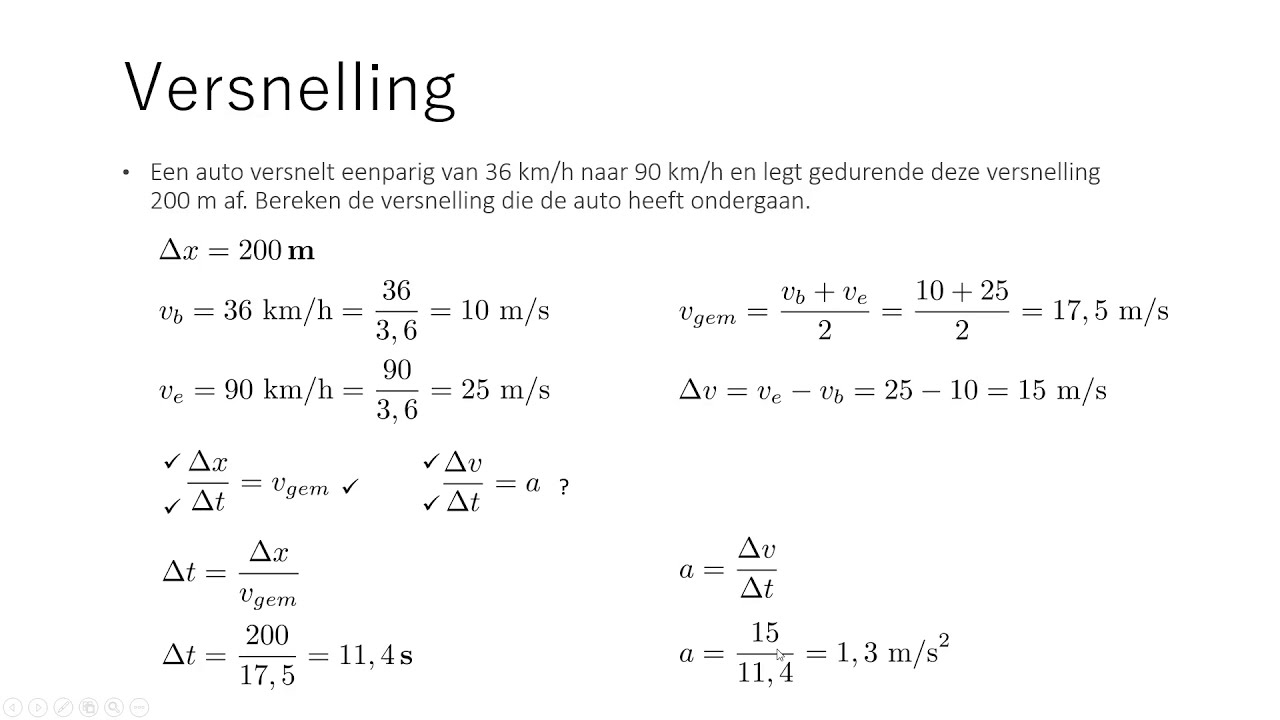 Natuurkunde beweging 03 versnelling