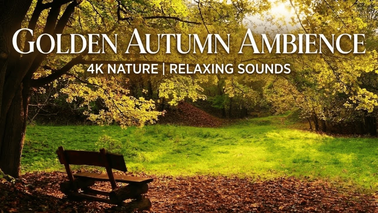 Relaxing Autumn Park Bench Ambience – Falling Leaves & Nature Sounds [4K]