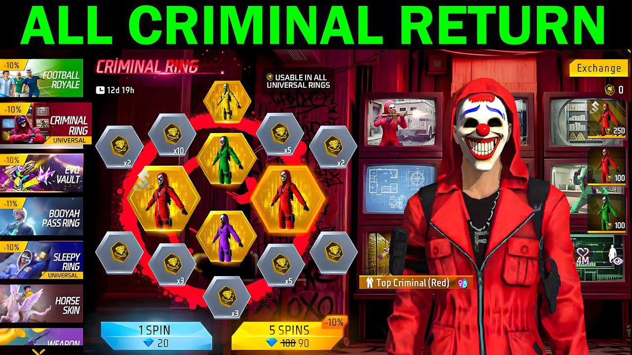 Next Universal Ring Event Confirm Date 🤯| All Criminal Bundle Return Date in Free Fire