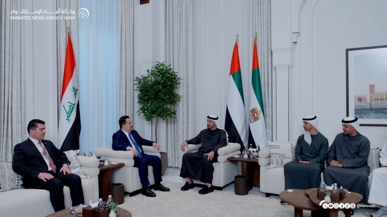 رئيس الدولة ورئيس وزراء العراق يبحثان علاقات البلدين والتطورات الإقليمية