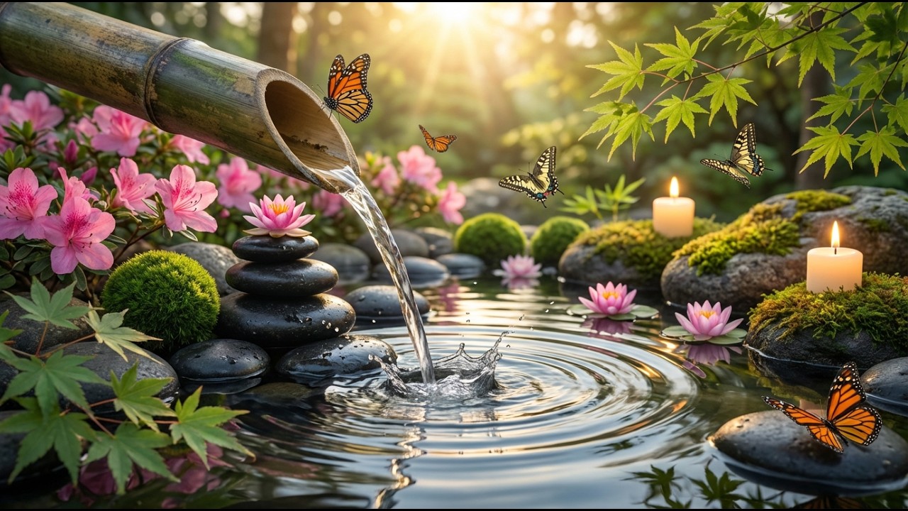 Soothing Spa Piano + Bamboo Water Sounds 🍃 Insomnia Relief, Anxiety & Depression | Calm Mind & Body
