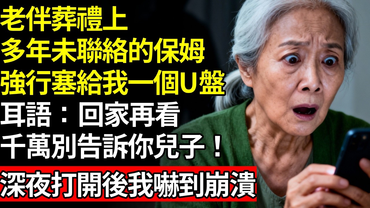 老伴葬禮上，多年未聯絡的保姆，強行塞給我一個U盤，耳語：回家再看，千萬別告訴你兒子！深夜打開後，裡面一段監控，錄影讓我徹底嚇傻，竟然…#養老#不孝子#人間家務#退休金