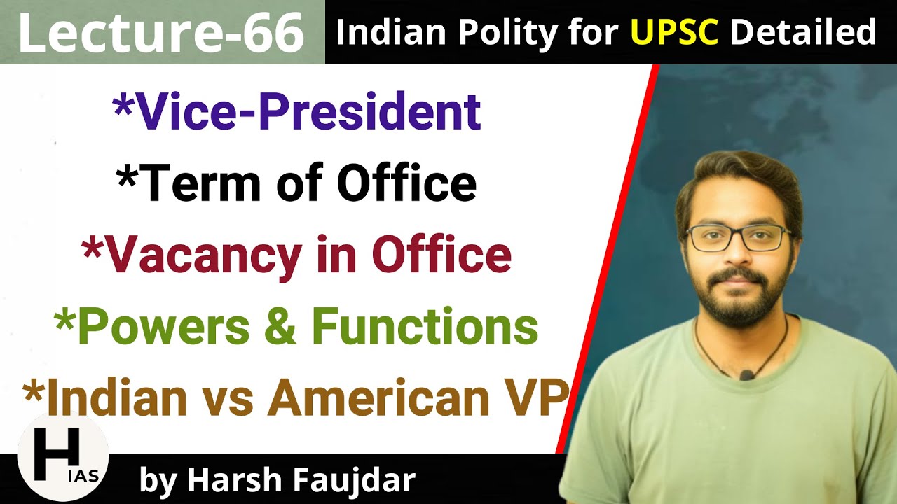 L66: Vice-President of India | Term & Vacancy in Office | Powers & Functions | Polity by Laxmikanth