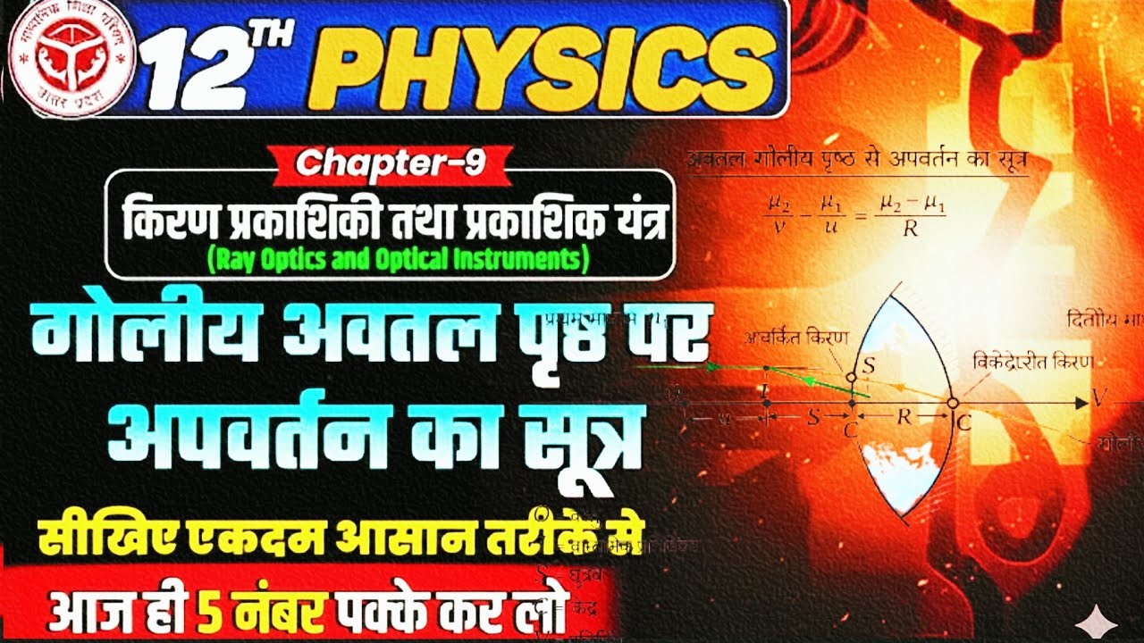 अवतल गोलीय पृष्ठ पर अपवर्तन के लिए सूत्र 12th physics।।गोलीय पृष्ठ पर अपवर्तन के सूत्र का निगमन।।