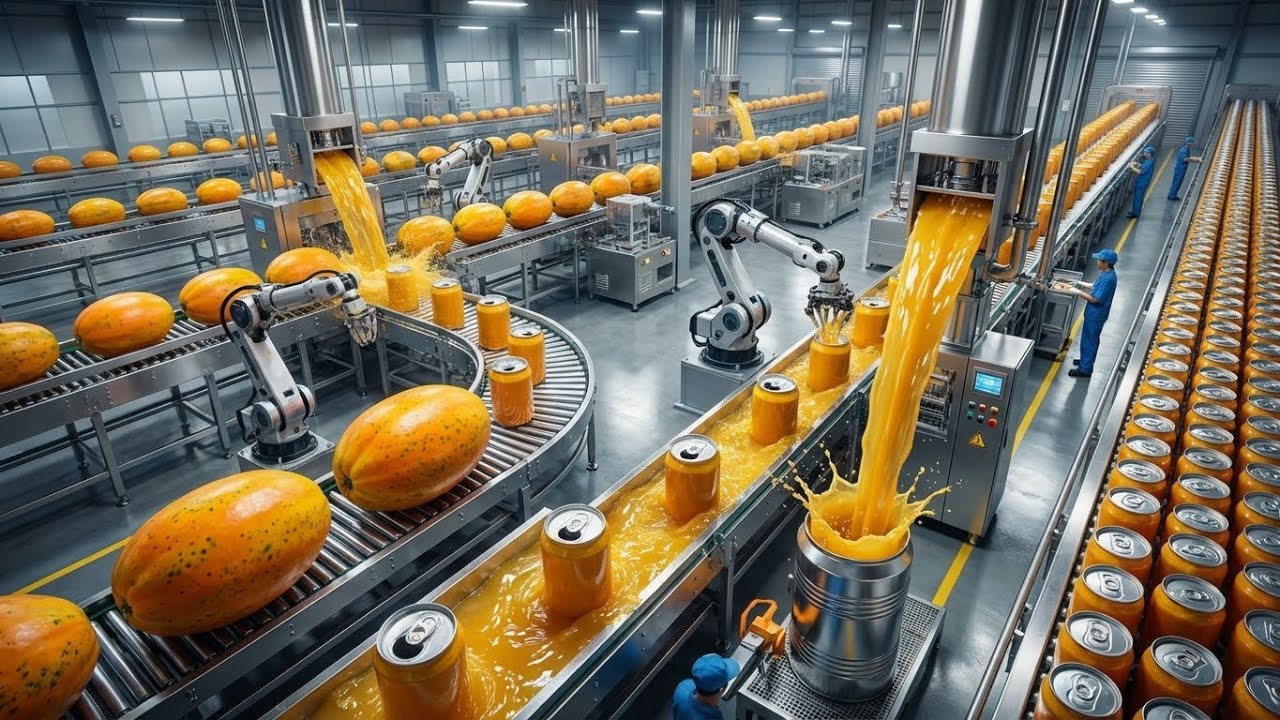 Inside Papaya Juice Factory: Full Process of Making Millions of Fresh Papaya Juice Cans Daily