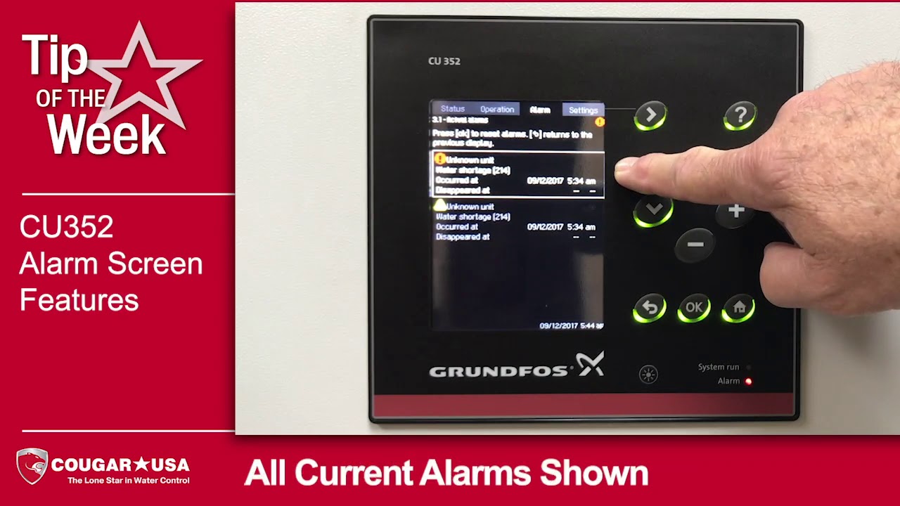 Grundfos CU352 Alarm Screen - Cougar USA Tip of the Week