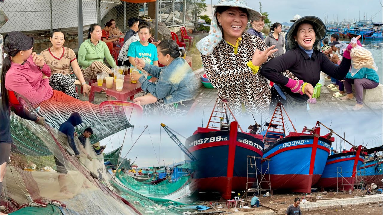 Cuộc Sống Người Dân Làng Biển Nha Trang | Ghe Về Đập Lưới Lấy Cá