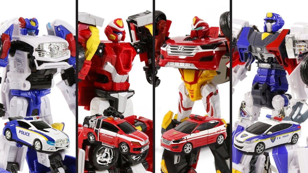 HelloCarBot S09 PentaStormX Returns New Ace RescueX And Fron PoliceX Vehicles Transformation