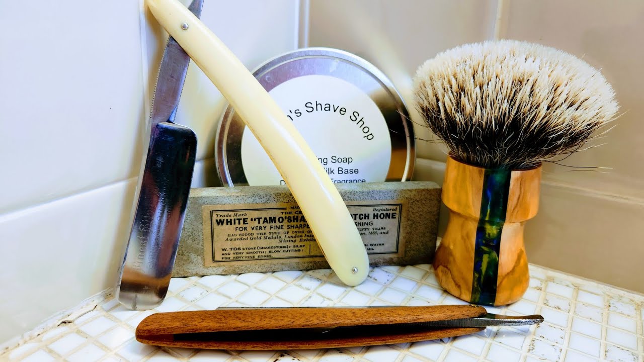 Testing two edges. JJ Shorty and a Silver Steel Solingen Straight Razor. First use of my White Tam