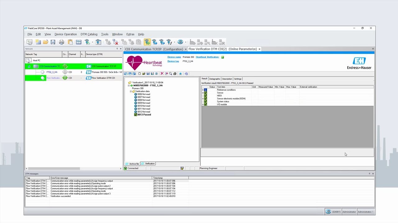 FieldCare SFE500 &minus; Management of Verification Reports