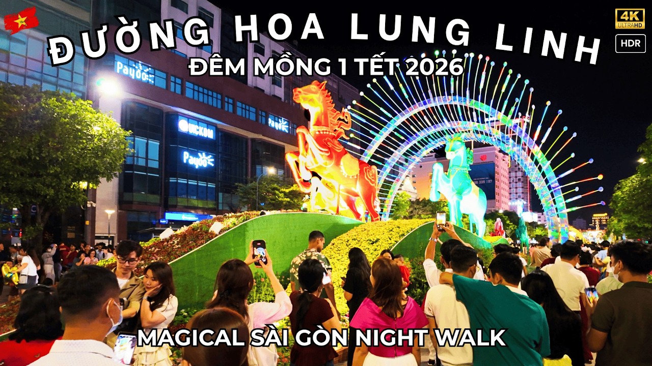 Magical Saigon Flower Street Walk | Đường Hoa Nguyễn Huệ 2026 (Đêm Mồng 1)  Du Xuân 4K HDR
