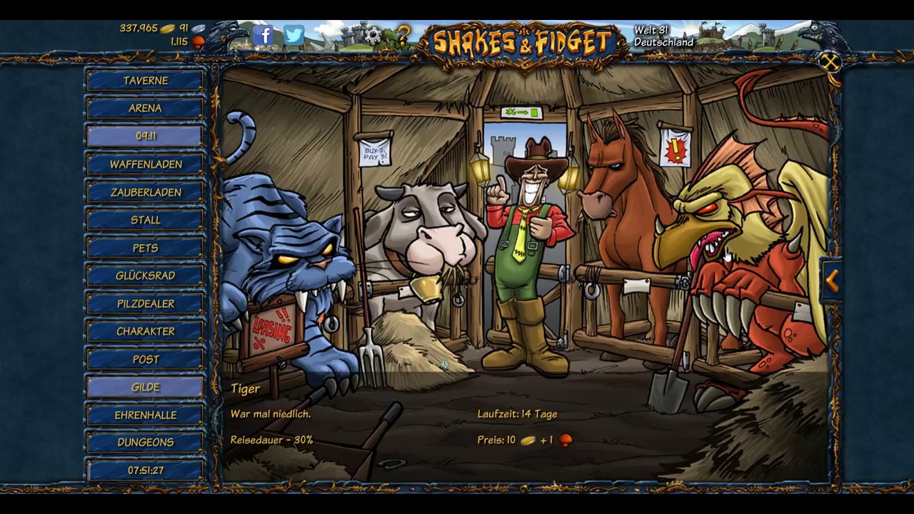 Shakes and Fidget Guide f&uuml;r nicht-Pilzer(Gratisspieler/Free-to-play)