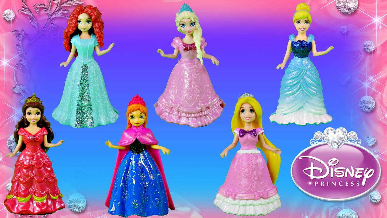 12 Disney Princess Magiclip Fashions Sparkle Dresses Belle Rapunzel Cinderella Merida Frozen Elsa
